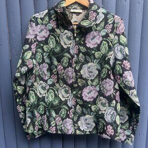 Vintage 90's Floral Tapestry Full Zip Blazer Jacket